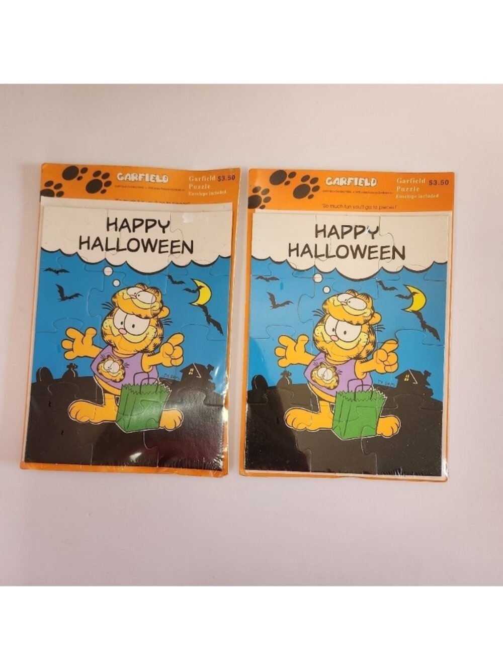 Garfield Halloween Puzzle New NOS Vintage 1980s Carlton Cards Trick or Treat 80s